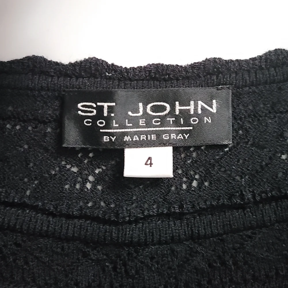 St. John Collection Vintage Spring 02' Black Open Knit Tunic Top Sz 4 S-M - Picture 7 of 15